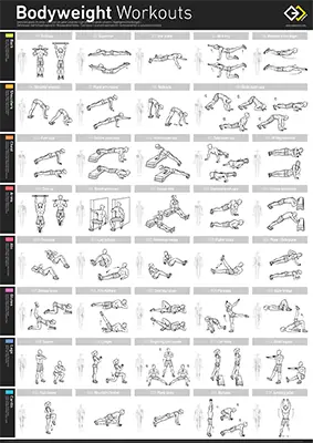 Poster de musculation avec le poids du corps GJELEMENTS.