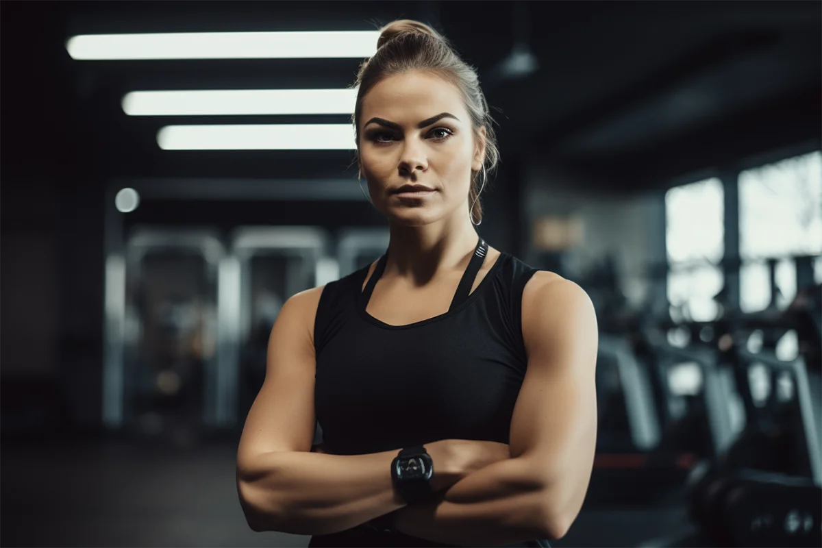 Femme coach sportive dans une salle de sport