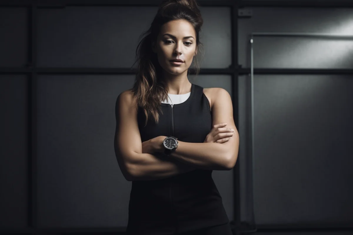 Femme coach sportive portant une montre