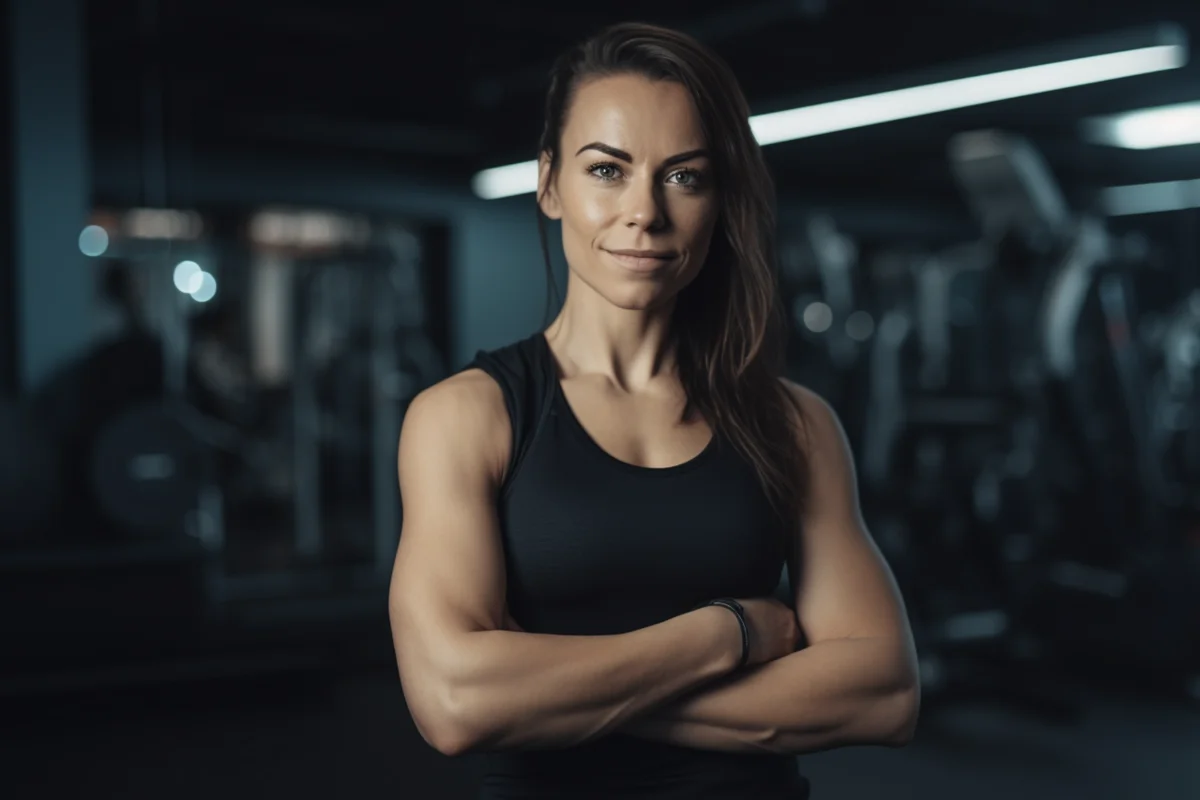 Femme coach sportive dans une salle de sport