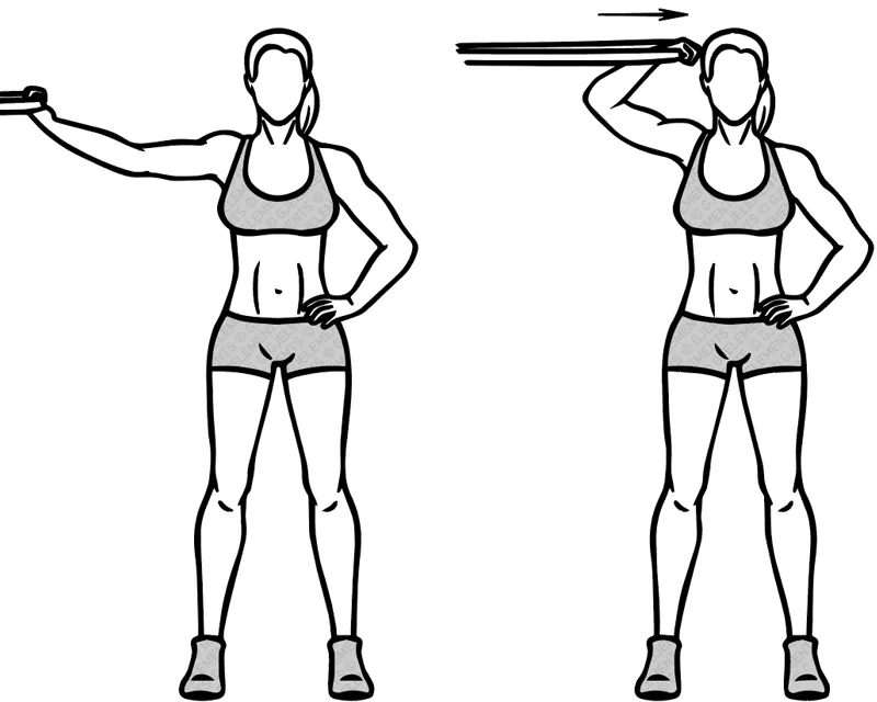 Exercice lateral curls avec bande élastique de musculation