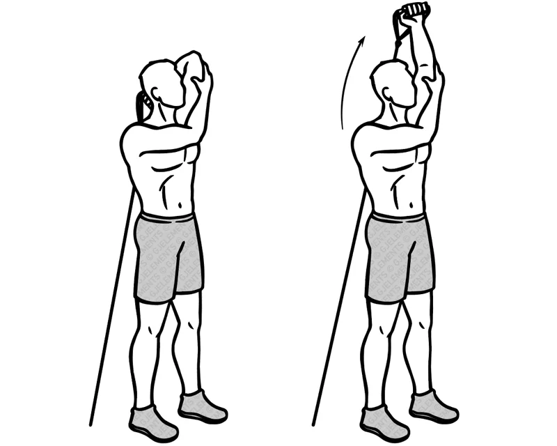Exercice one arm tricep extensions avec tube elastique de musculation