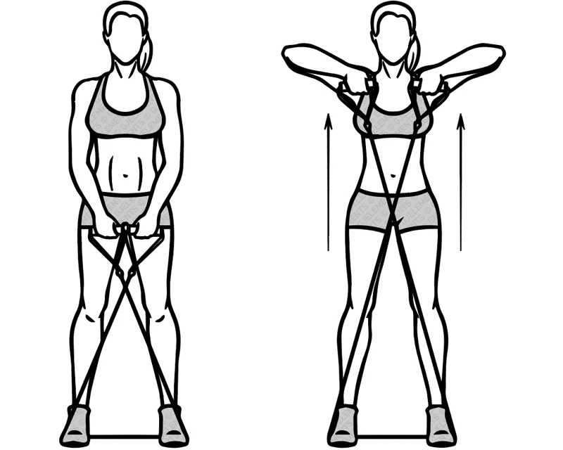 Upright rows avec tube élastique de musculation