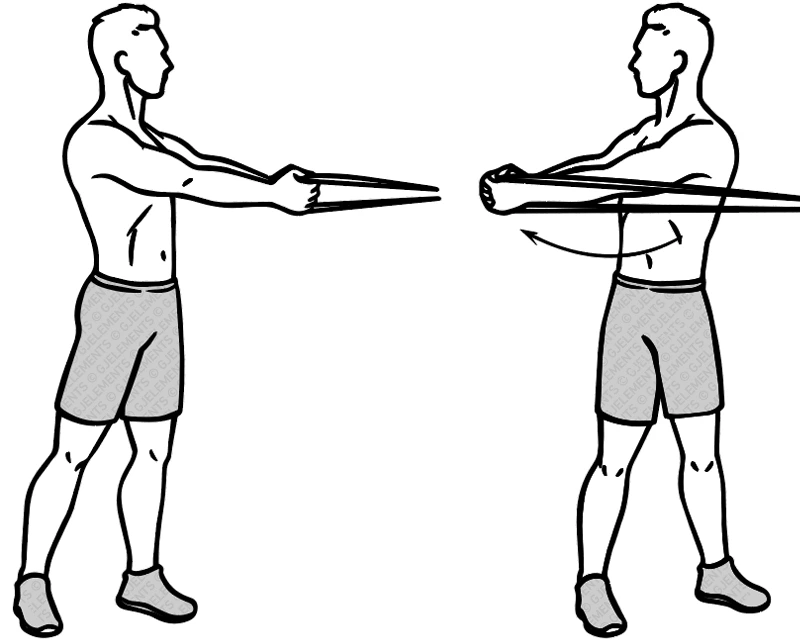 Exercice abdos ab twists avec bande élastique de musculation