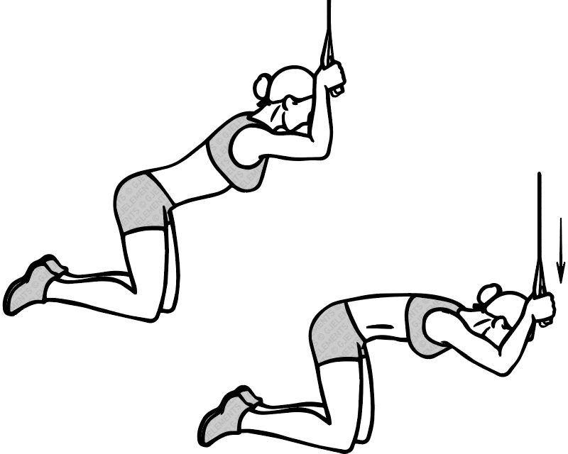 Exercice abdos high-crunches avec tube élastique de musculation