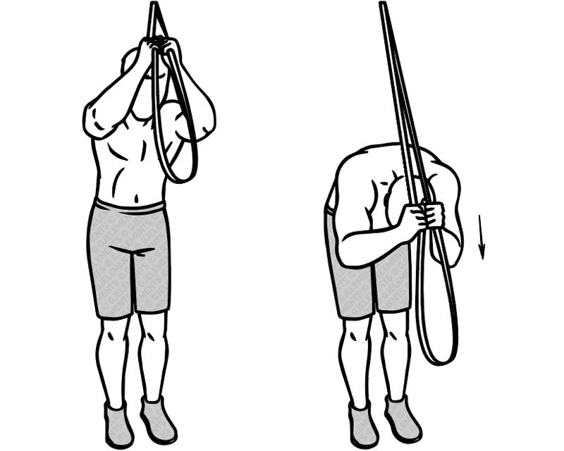 Exercice abdos standing crunches avec bande élastique de musculation