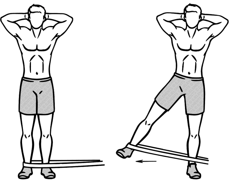 Exercice jambes abductions avec bande élastique de musculation