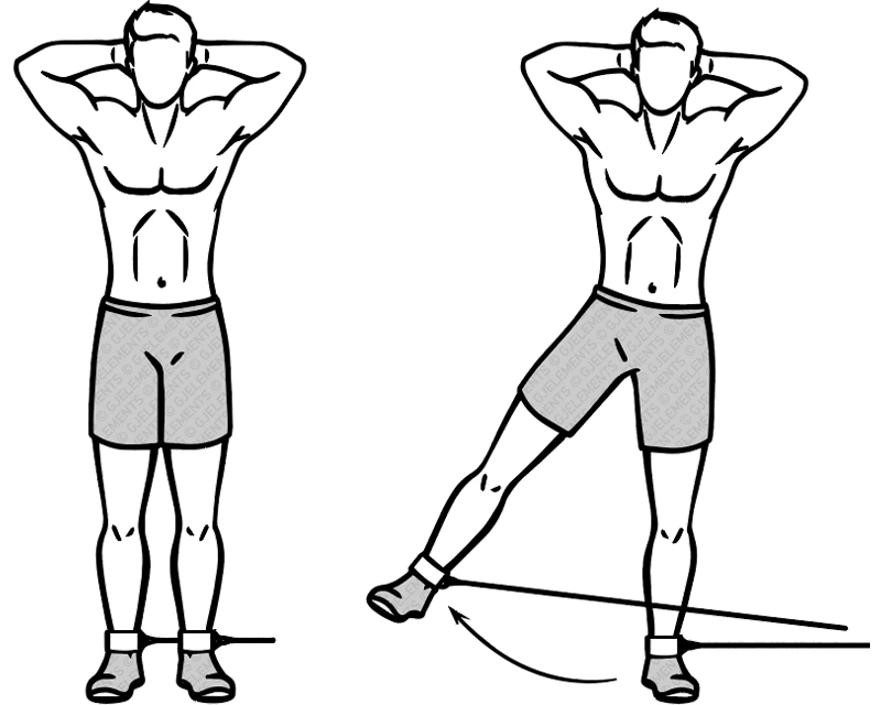 Exercice jambes abductions avec tube élastique de musculation