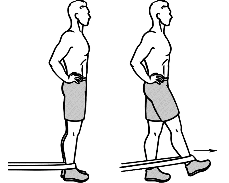 Exercice jambes hip flexor avec bande élastique de musculation