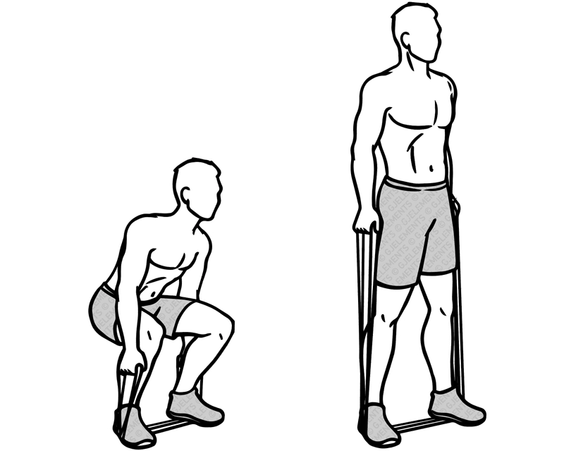 Exercice fessiers deadlifts avec bande élastique de musculation