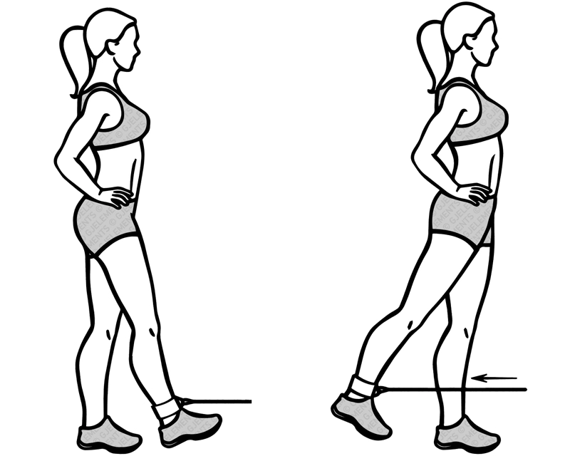 Exercice fessiers standing kickbacks avec tube élastique de musculation